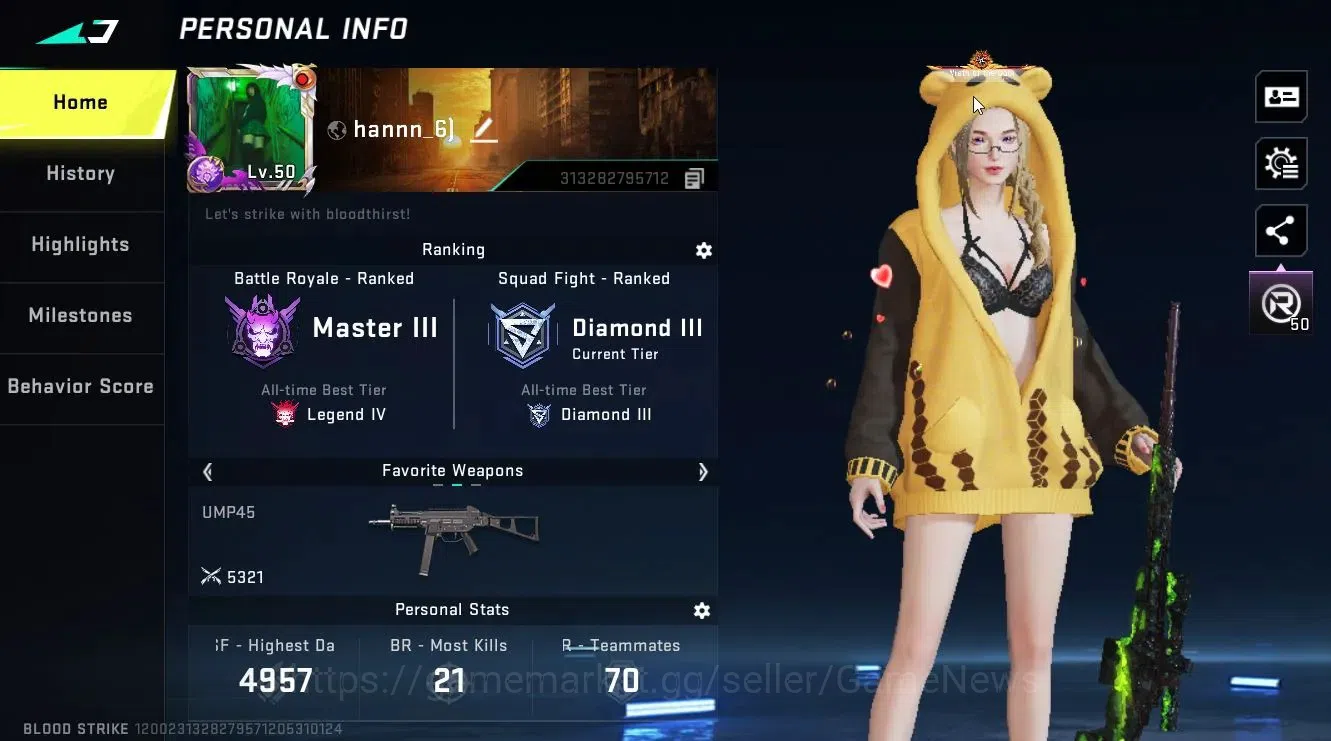 Blood Strike Accounts ASIA|ETERNAL [DEagle-Scorpius]|Collab TR [Takemich image 2