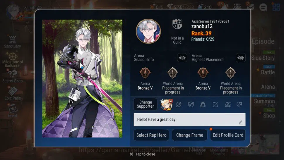 Epic Seven Accounts Starter ASIA Unverif|Starter|6 ML(DCorvus, Harsetti,TE Kayron, etc), Wukong, Fenne, etc|Poh+Bles ON|5K 2