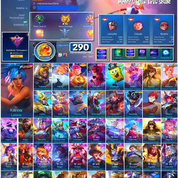 Mobile Legends: Bang Bang Accounts #4529 290 Skins | Karina Leona (KOF) | Badang Pegasus Seiya (SAINT SEIYA) | Cyclops