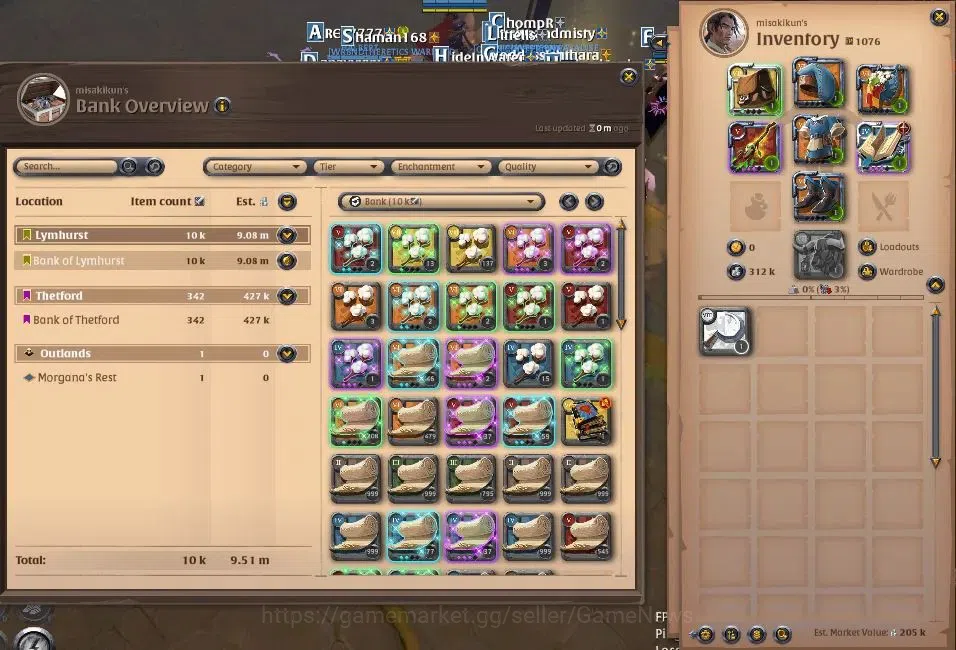 Albion Online Accounts High-End ASIA |5M Total Fame - 9,51M Bank Value|T8 Fiber Harvest Gather Equipment, T7 DualSword 2