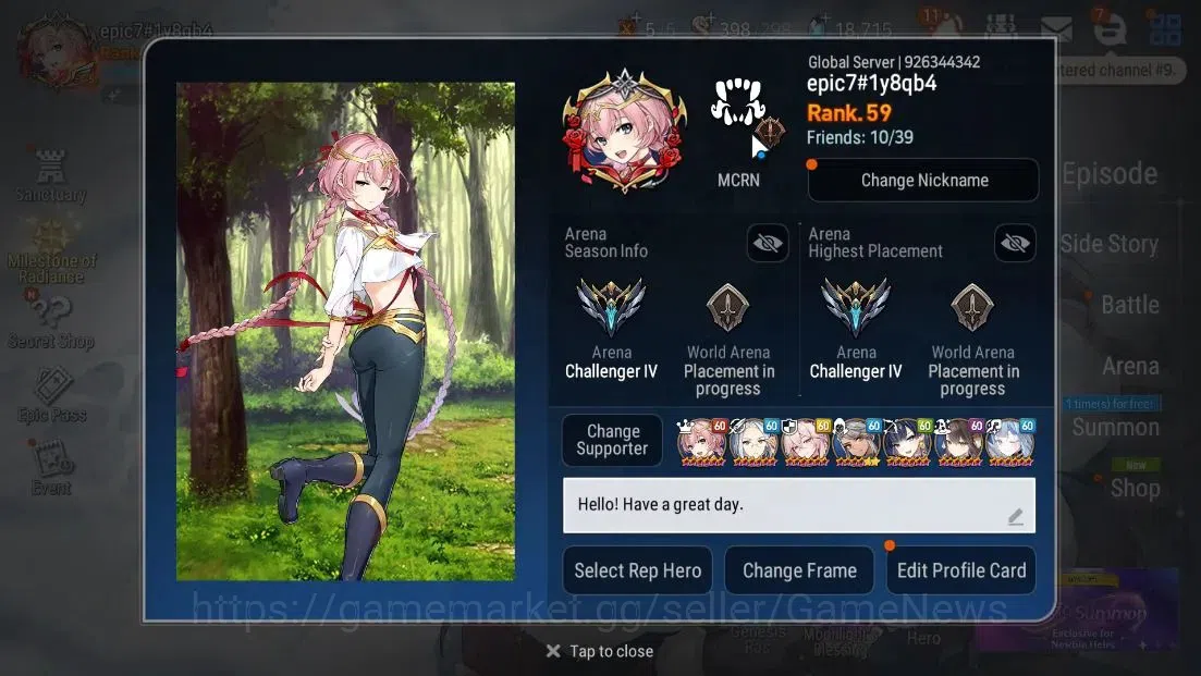 Epic Seven Accounts Global|Verif|NewEra|11 ML(SOTD Diene,BArunka,NM Lu image 2