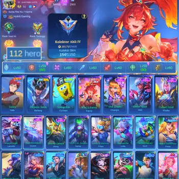 Mobile Legends: Bang Bang Accounts Others HERO 112 SKIN 154 | EMBLEM GOOD | PENGASUS SEIYA BADANG| VALE GARA| PACE FANNY