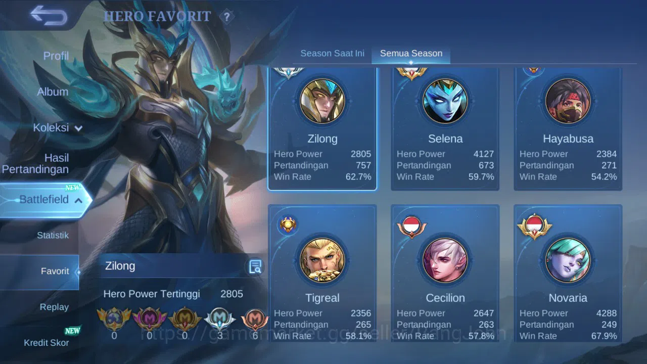 Mobile Legends: Bang Bang Accounts GLOBAL Hero 131 Skin 291 | Zodiac Selena | KOF Kar image 14