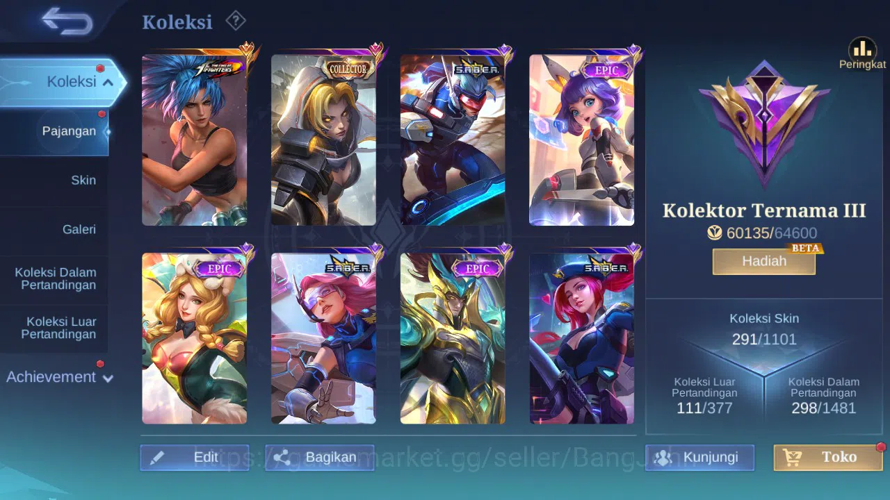 Mobile Legends: Bang Bang Accounts GLOBAL Hero 131 Skin 291 | Zodiac Selena | KOF Kar image 9