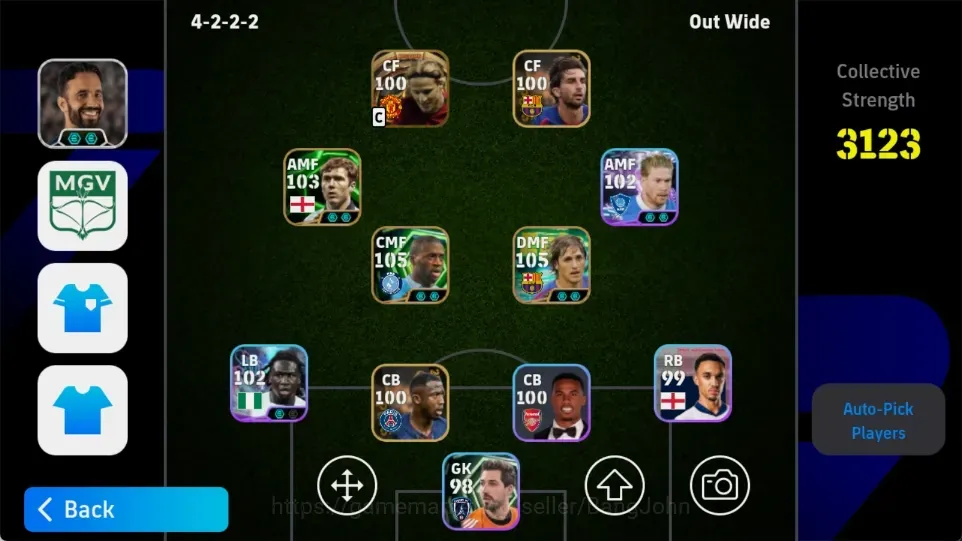eFootball Accounts High-End Mobile |PW 3123|BIGT DiegoForlan,Epic YayaToure Edmilson Scholes Ji-Sung Ribery,etc|Coach 1