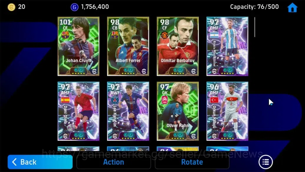 eFootball Accounts Android||Johan Cruyff, Alan Franco, Oliver Kahn, R image 6