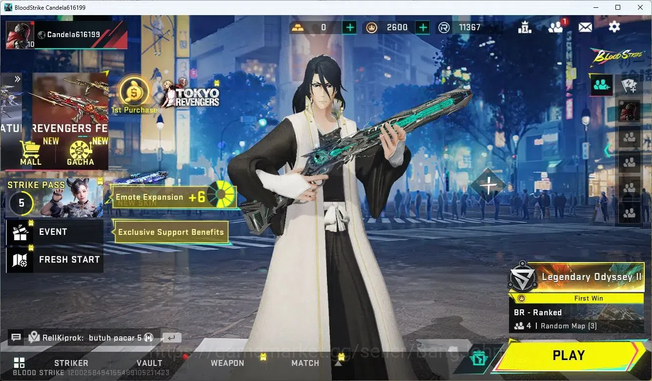Blood Strike Accounts Collab Skin ASIA |Eternal M188-Netherflare|4 Collab Guns|4 Legenday Guns|1 Epic Name Changing 1