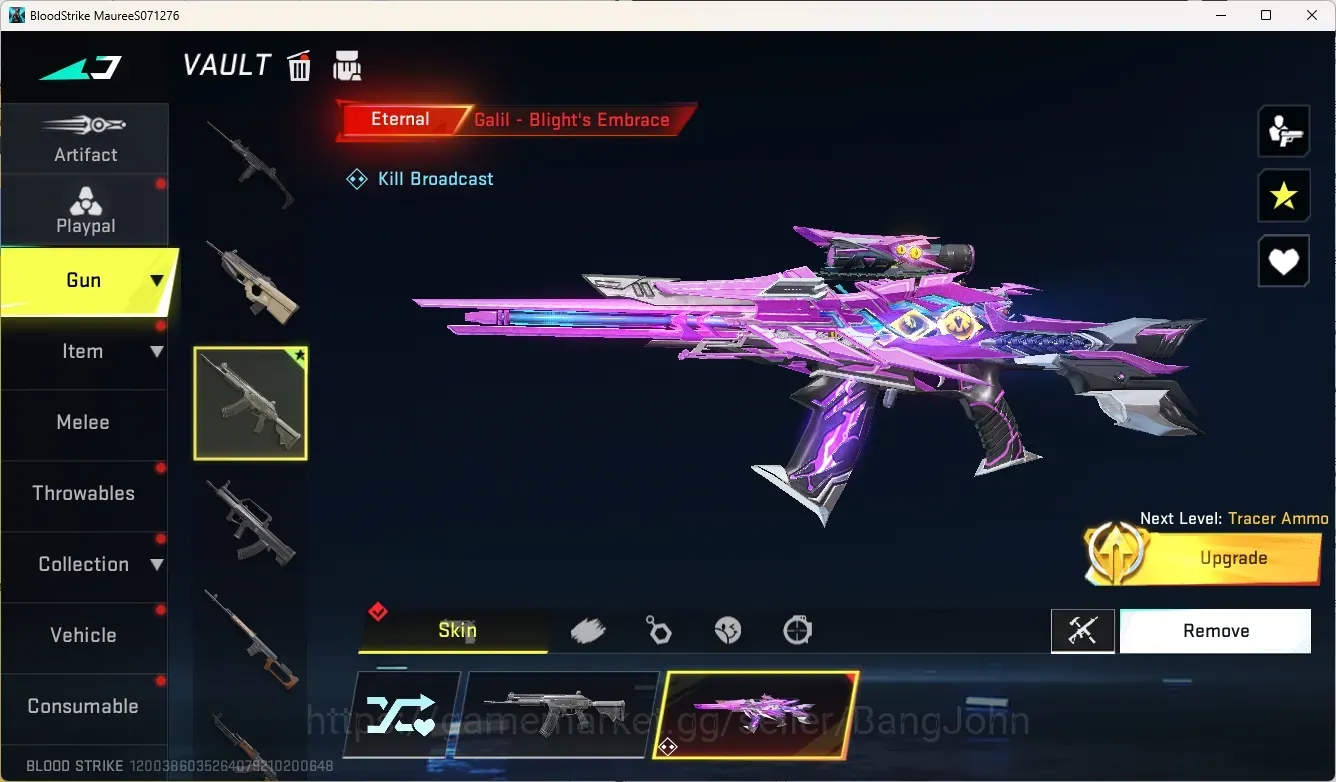 Blood Strike Accounts Others ASIA | 1 ETERNAL: Galil-Blight's Embrace|1 Epic Rename Card|Check SS BS3885B 1