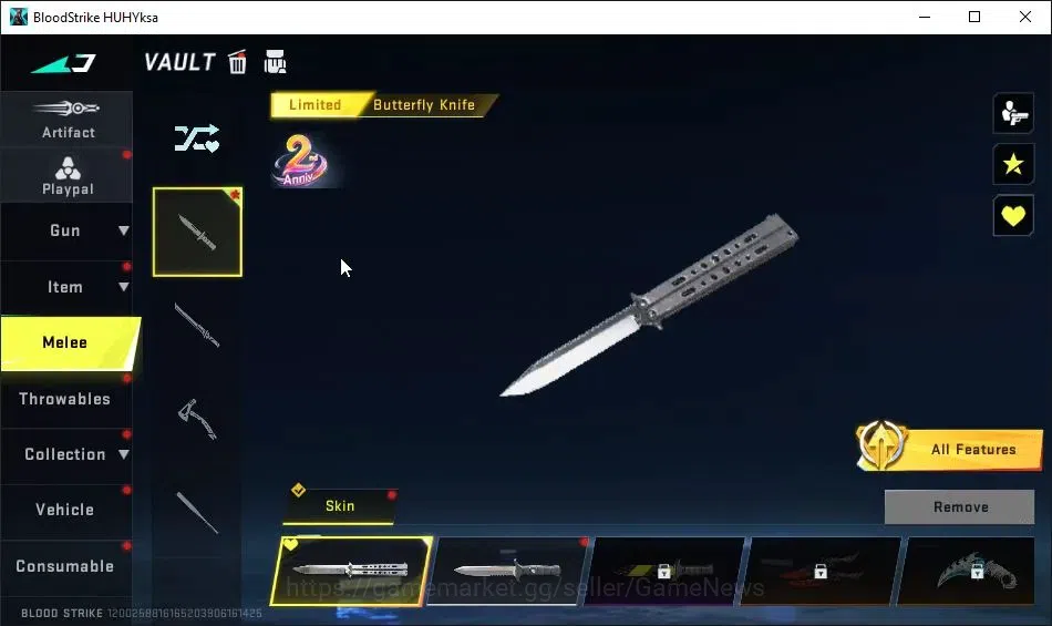 Blood Strike Accounts ASIA|Collab 7DS-AK47|Melee 2nd Anniv Butterfly Kni image 9