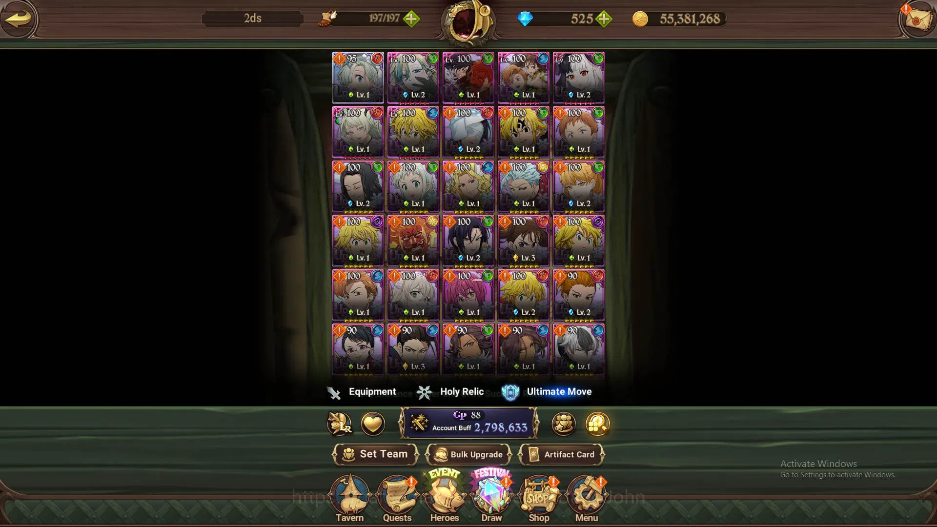 The Seven Deadly Sins: Grand Cross Accounts Others ASIA|2.79MM CC||1LR elizabeth|UR Salos,Sabunak,Meresca,Souls 9