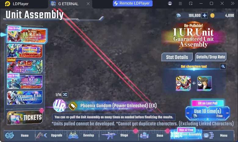 SD Gundam G Generation ETERNAL Accounts Global Rank 1 | FreshStory | 106+K Diamond, Selector Banner On, 8Gundam SSR+ 1Supp 5