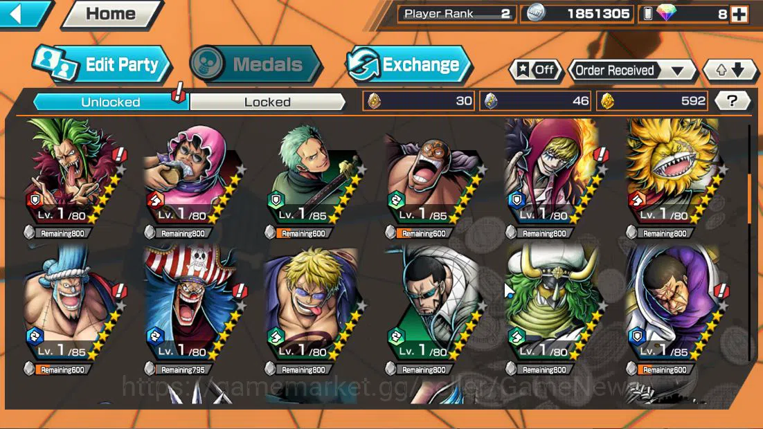 One Piece Bounty Rush Accounts Starter Global|3EX|5elder Nusjuro,Onigashima Kaido,WI Trafalgar Law|Rank 5