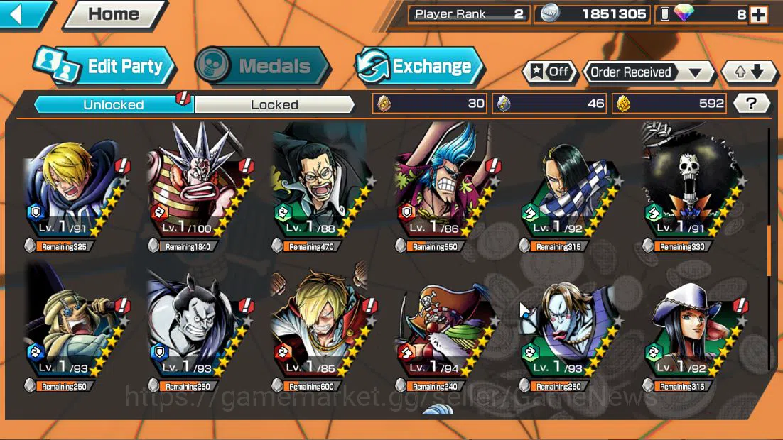 One Piece Bounty Rush Accounts Starter Global|3EX|5elder Nusjuro,Onigashima Kaido,WI Trafalgar Law|Rank 6