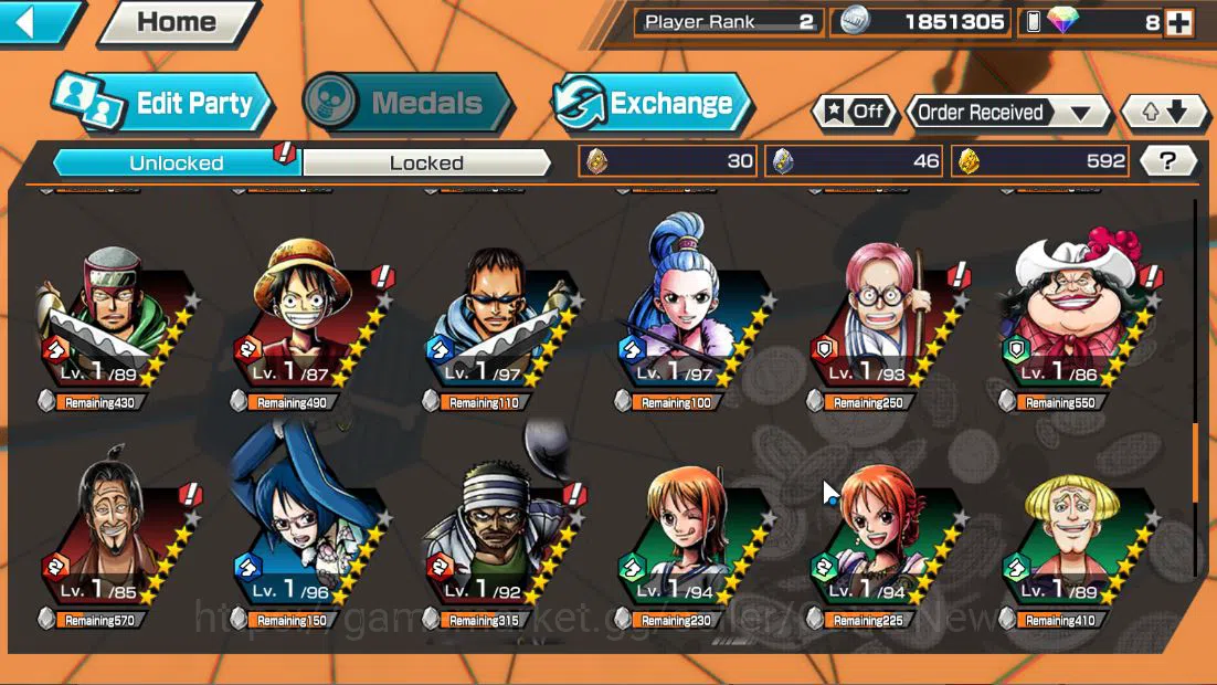 One Piece Bounty Rush Accounts Starter Global|3EX|5elder Nusjuro,Onigashima Kaido,WI Trafalgar Law|Rank 7