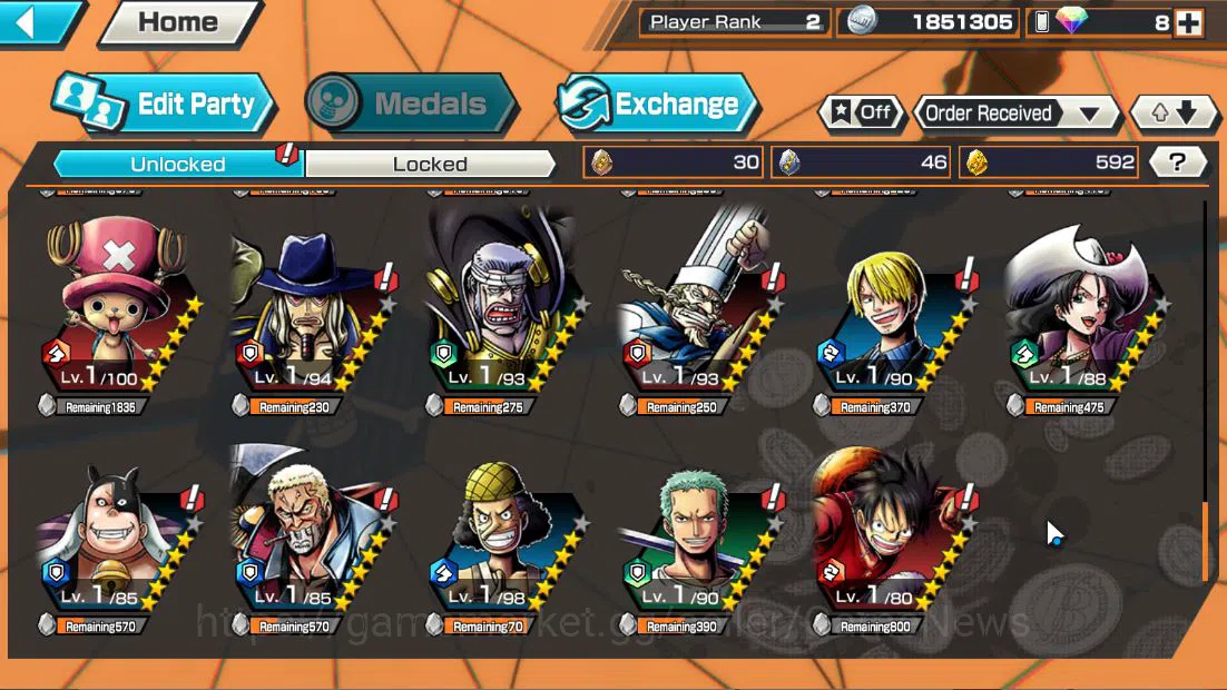 One Piece Bounty Rush Accounts Starter Global|3EX|5elder Nusjuro,Onigashima Kaido,WI Trafalgar Law|Rank 8