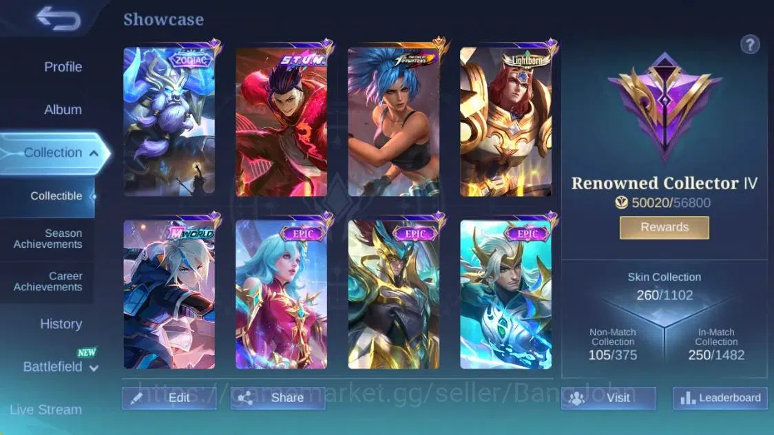 Mobile Legends: Bang Bang Accounts Global|Hero 132|Skin 260|Renowned|KOF Karina|STUN  image 2