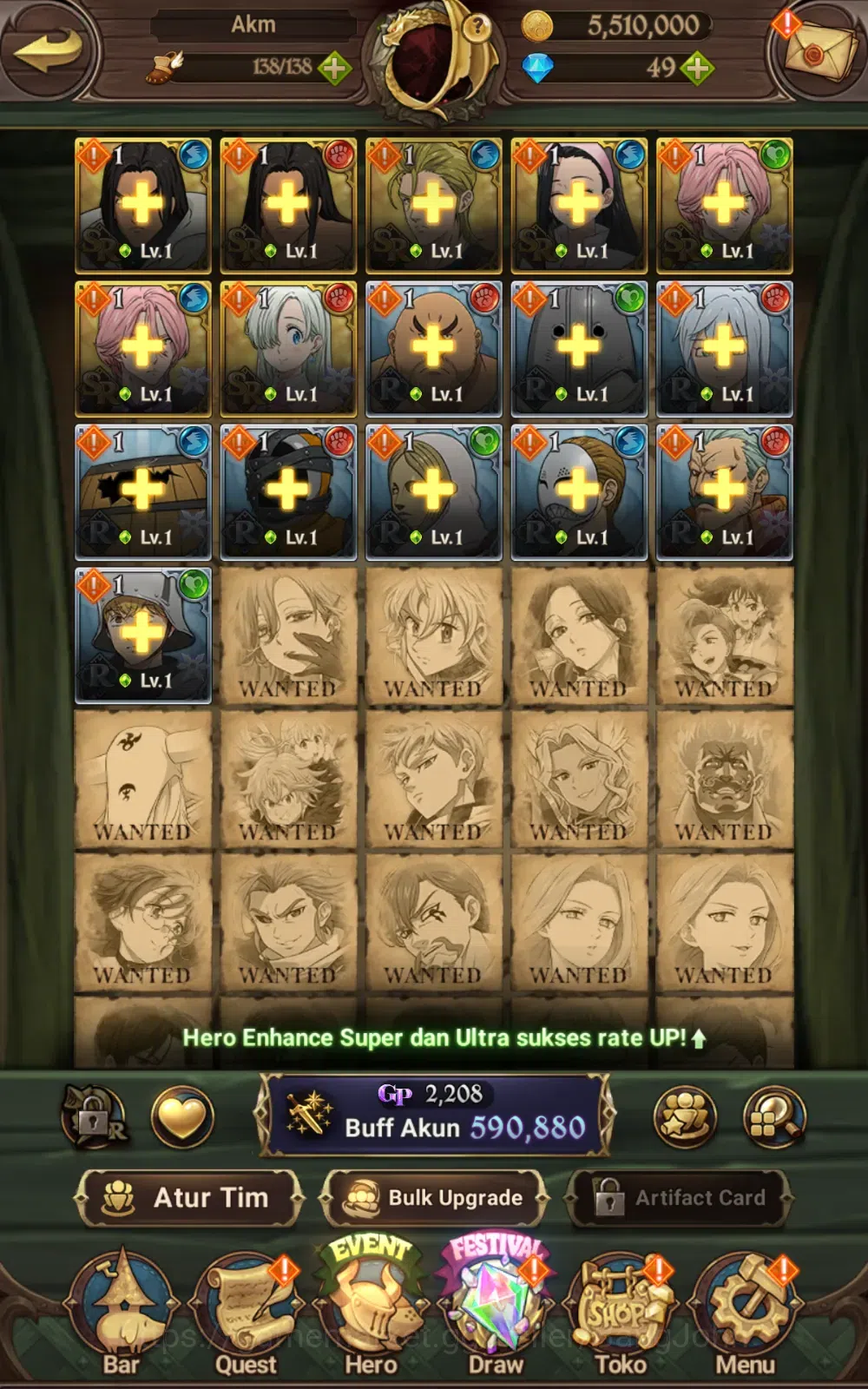 The Seven Deadly Sins: Grand Cross Accounts ASIA | 590K CC | Sabunak, Merlin esca, ODK |  7DS0 image 5