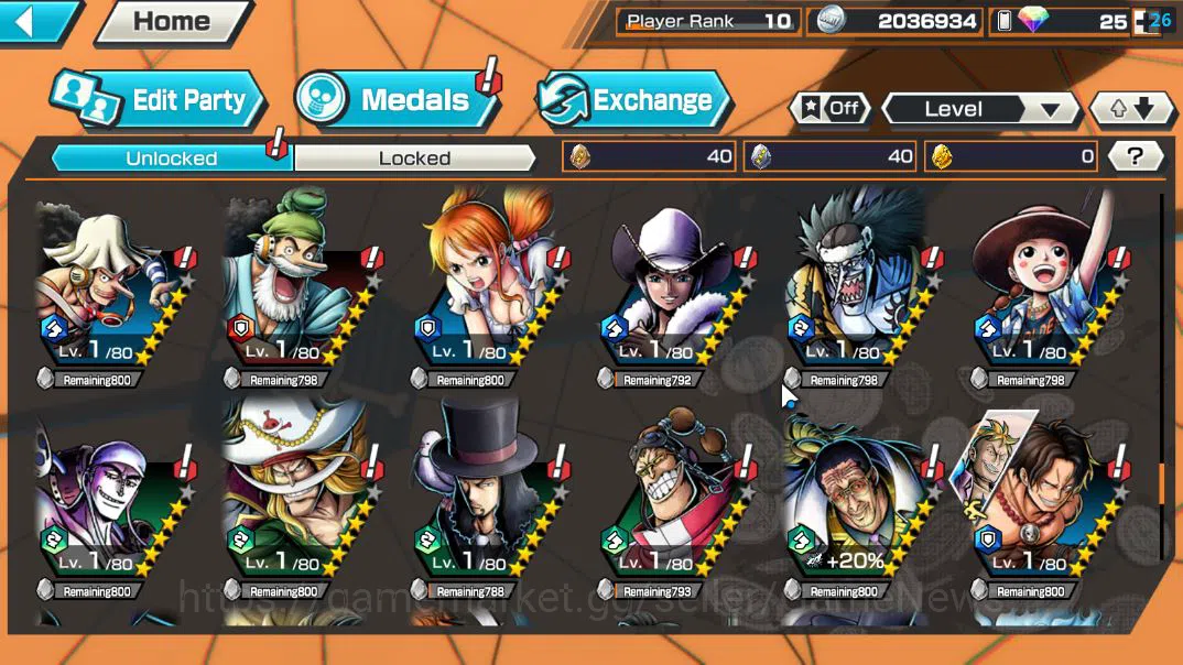 One Piece Bounty Rush Accounts Global|3 EX 1 MAX|Devine Shanks,5Elder Nusjuro,Fil image 12