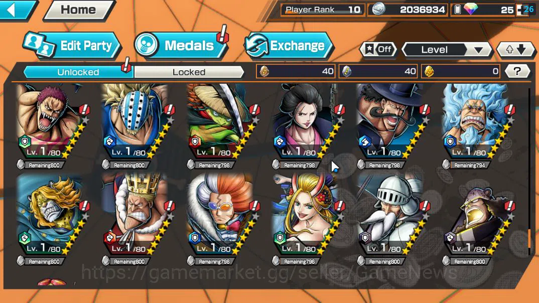 One Piece Bounty Rush Accounts Global|3 EX 1 MAX|Devine Shanks,5Elder Nusjuro,Fil image 13