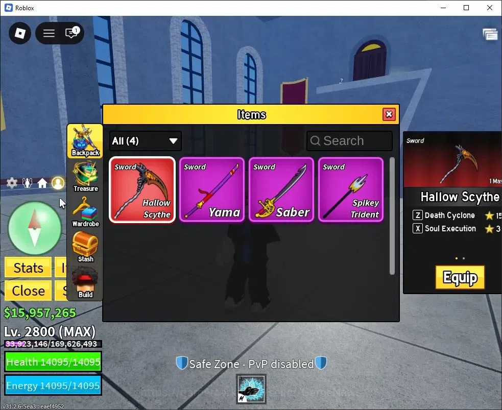 Roblox Accounts Blox Fruit|Lv 2800|Sharkman Karate|14M Beli 15K Frag|1 Myth Wp [Hallow Scythe] 1 Myth Fruit [Shadow]|Human 2