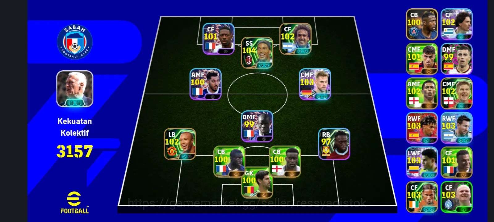 eFootball Accounts Legends & Iconic Players EFOOTBALL 2026 | PACK FRANCE, G BATISTUTA, M SILVERTE, D NUNEZ, 3 MANAGER 1