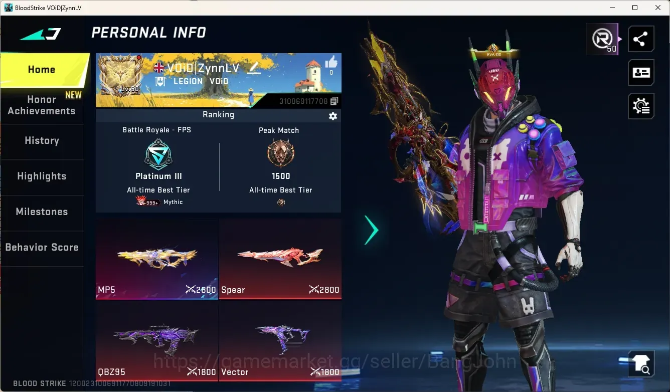 Blood Strike Accounts Others ASIA|Evo Gun:MP5-Guard|7 Eternal Gun|7 Collab Gun|4 Limited Gun|3 Ultra 1