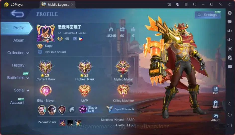 Mobile Legends: Bang Bang Accounts Global|Skin 123|Expert|Collab Badang+Vale|Lightbor image 13