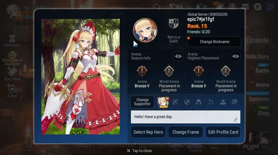 Epic Seven Accounts GLOBAL Unverif|New Era|3 ML[NM Luna,SBaal&Sezan,WO image 2