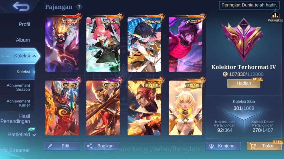 Mobile Legends: Bang Bang Accounts Others Hero 126 | Skin 301 | Legend Franco,  Aspirant Layla+Ruby, KOF Dyrroth, Collector 2