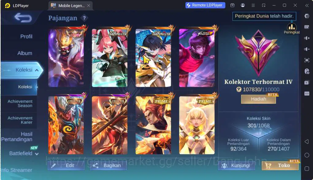 Mobile Legends: Bang Bang Accounts Others Hero 126 | Skin 301 | Legend Franco,  Aspirant Layla+Ruby, KOF Dyrroth, Collector 3