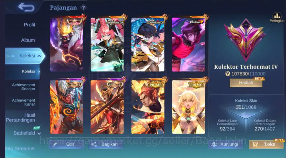Mobile Legends: Bang Bang Accounts Others Hero 126 | Skin 301 | Legend Franco,  Aspirant Layla+Ruby, KOF Dyrroth, Collector 4