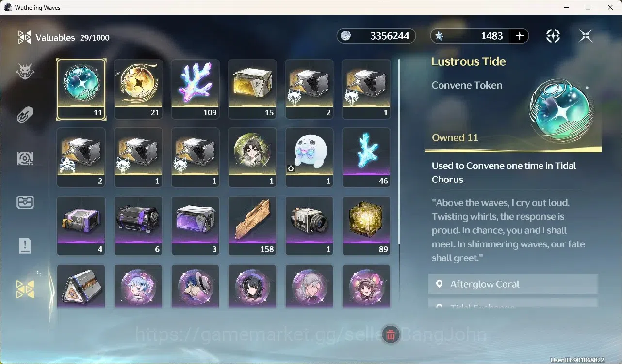 Wuthering Waves Accounts Starter SEA|UL 60|Rank 5|6 Char Limited[Phrolova]+Sign,Jinshi,Yinlin,Chisa,Carlotta,Rebecca|1483 10