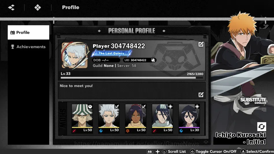BLEACH: Soul Resonance Accounts Nuverse SEA|Team Slash|4 SSR(Toshiro,Urahara,Yorui image 1
