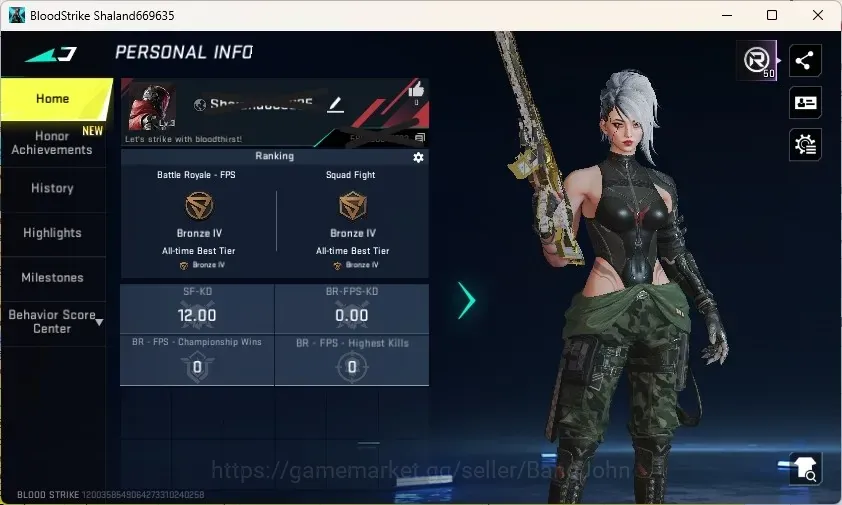 Blood Strike Accounts Others ASIA | 1 ETERNAL: MP5-Empyrean|1 Limited: Spear-Blossom|1 name Change|Check SS BS3938B 1