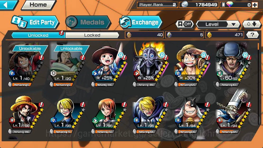 One Piece Bounty Rush Accounts GLOBAL|EX 3| BP kuzan, Become king D luffy, Onigha image 3