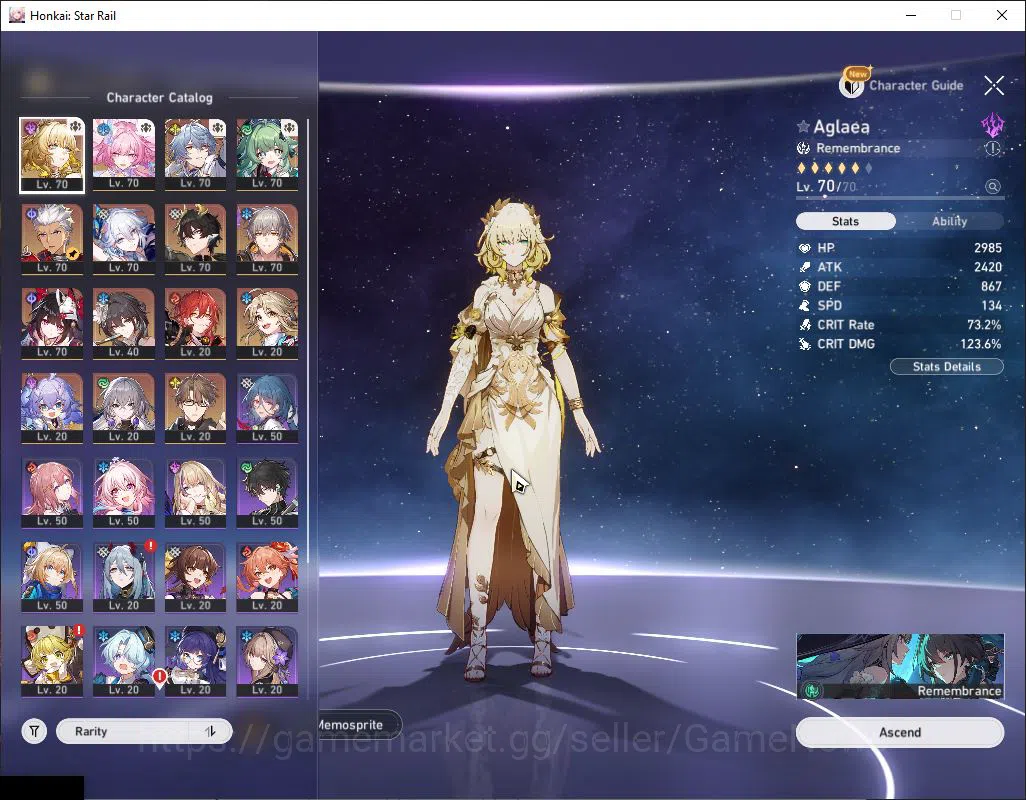 Honkai Star Rail Accounts Mid Game Asia|TL 59|Aglaea+Archer Prem Team|9 Limited|Yao 3