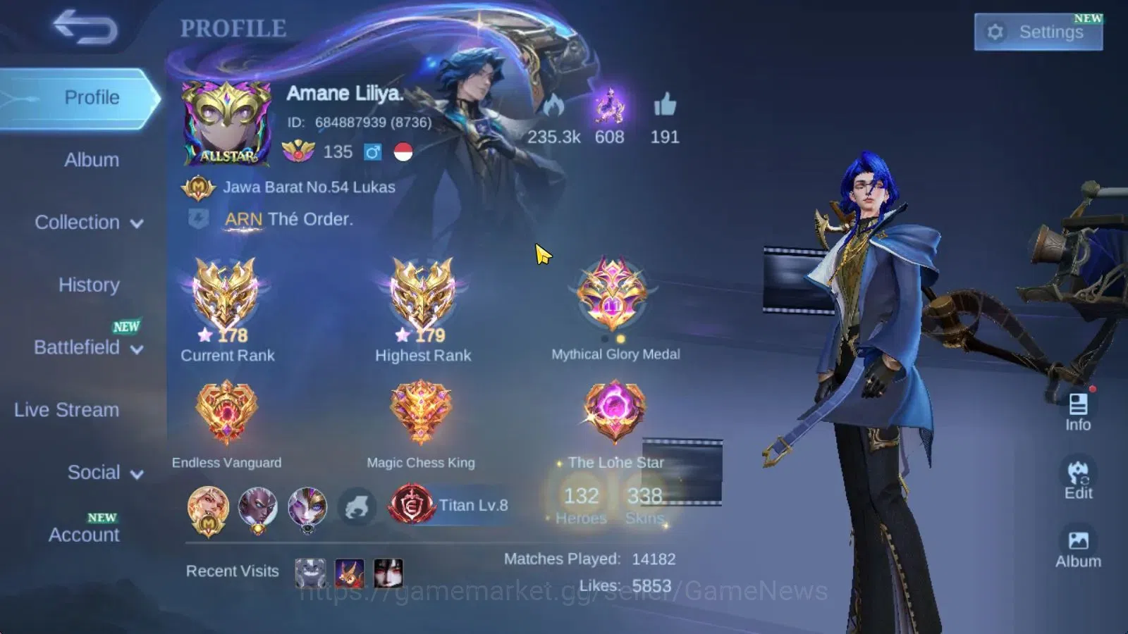 Mobile Legends: Bang Bang Accounts Hero 132|Skin338|Imortal 178|PRIME[Granger,YuZhong image 2