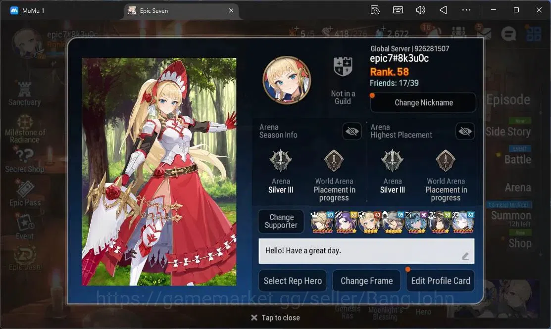 Epic Seven Accounts Global Unverif |9 ML(E Ilynav,Salome,F Cecillia,SP image 2