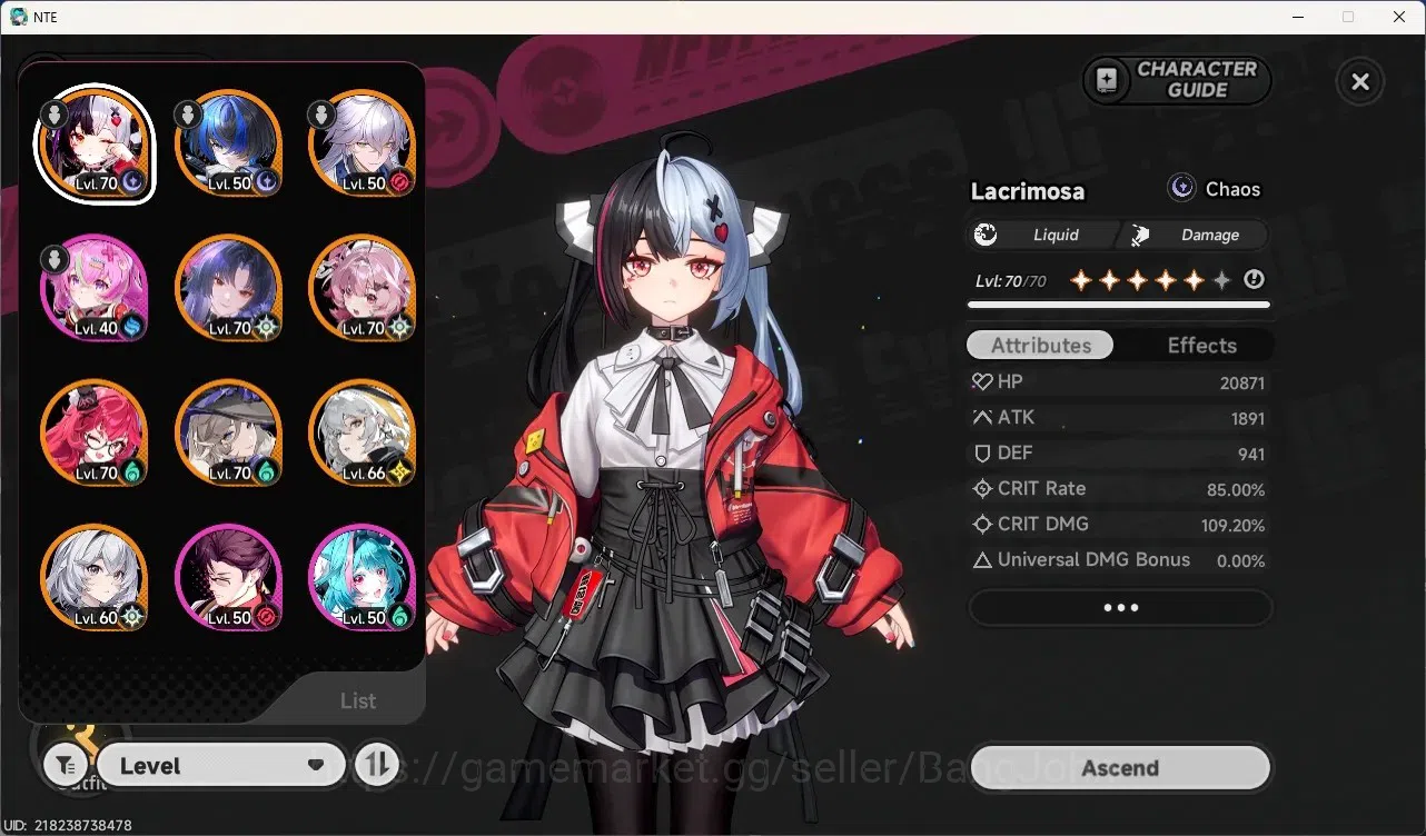 Neverness to Everness Accounts SEA | Lv 47 | 5 S-Class|3 Limited [Nanally A3,Hotori A1+Skin,Lacrimosa]+ 6 A-Class | Selector 2