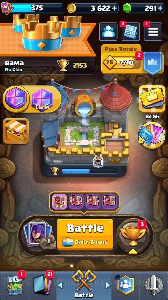 Clash Royale Accounts Midgame Lv 375|Trophy 2153|KTL 10|Arena 7|Card 46/122|1 HERO 4 EVO 1 Legend 7 Epic 18 Rare 20 1