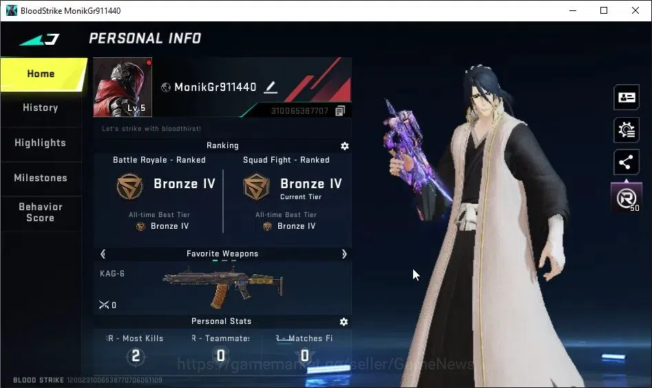 Blood Strike Accounts ASIA|Collab 7DS-AK47|Collab EVA-MCX|Collab BLEACH  image 2