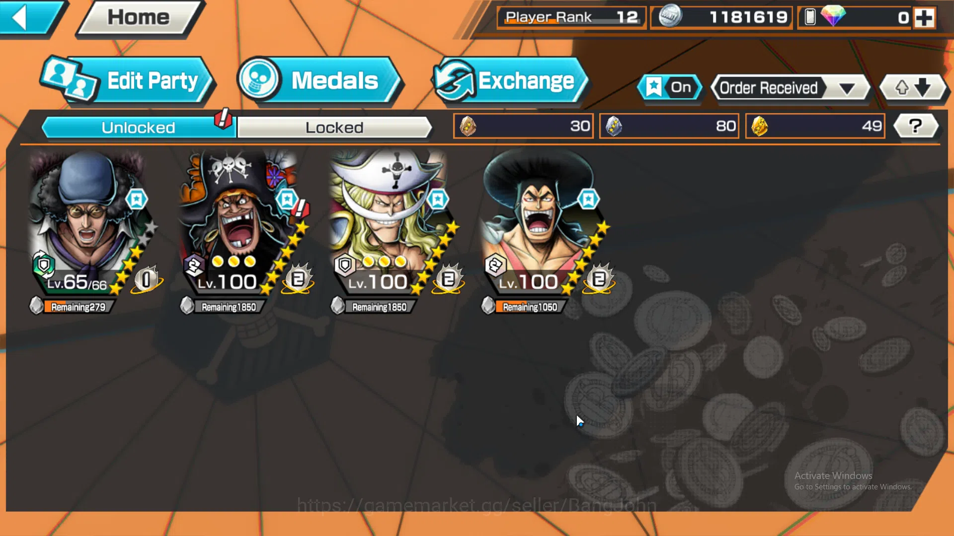 One Piece Bounty Rush Accounts GLOBAL | MAX 3| EX 3| BP kuzan, Four emperor MD te image 2