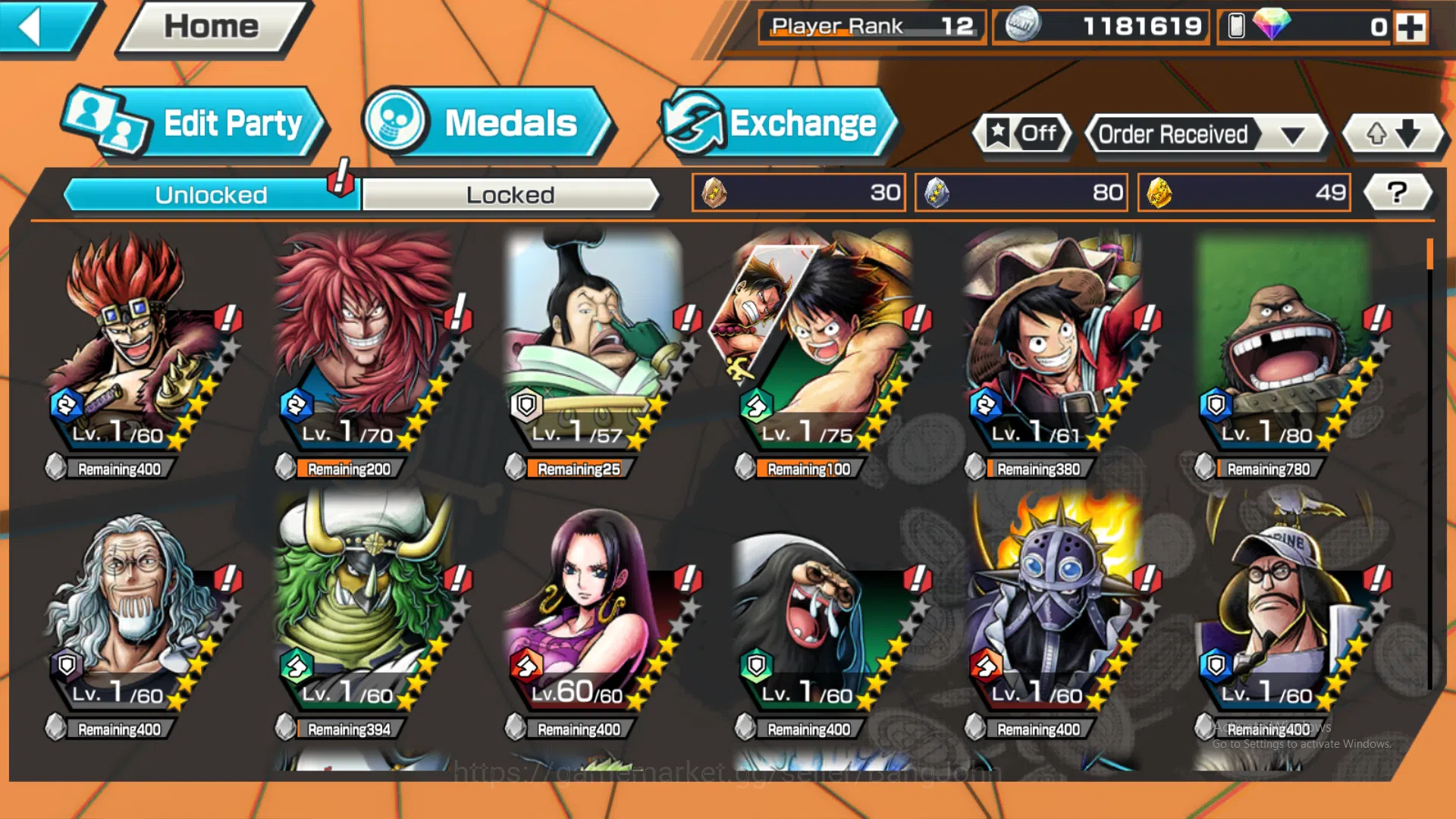 One Piece Bounty Rush Accounts GLOBAL | MAX 3| EX 3| BP kuzan, Four emperor MD te image 7