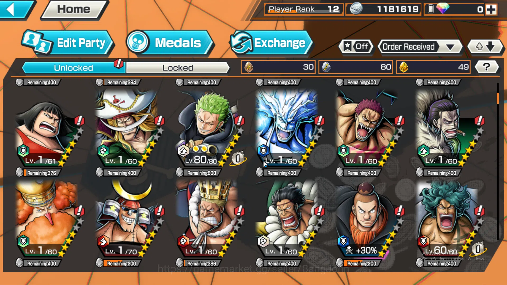 One Piece Bounty Rush Accounts GLOBAL | MAX 3| EX 3| BP kuzan, Four emperor MD te image 8
