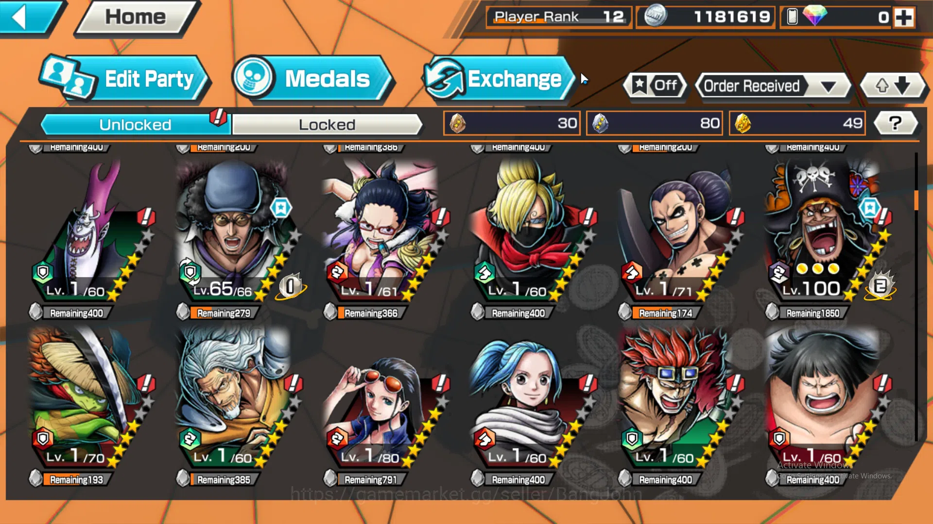 One Piece Bounty Rush Accounts GLOBAL | MAX 3| EX 3| BP kuzan, Four emperor MD te image 9
