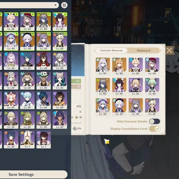 Genshin Impact Accounts End Game ASIA|AR 56|Rate On|4 Limited + 4(*5 Weapon)|(Skirk C2,Escoffier)+Sign,Columbina,Lauma|Reuni