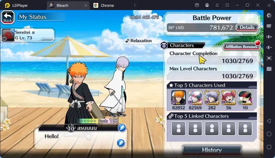 Bleach: Brave Souls Accounts Mid-Tier GLOBAL |50K ORB+MidGame|Yukio TYBW26,Rangiku Swimsuit,Ichigo8TH,Gin 3