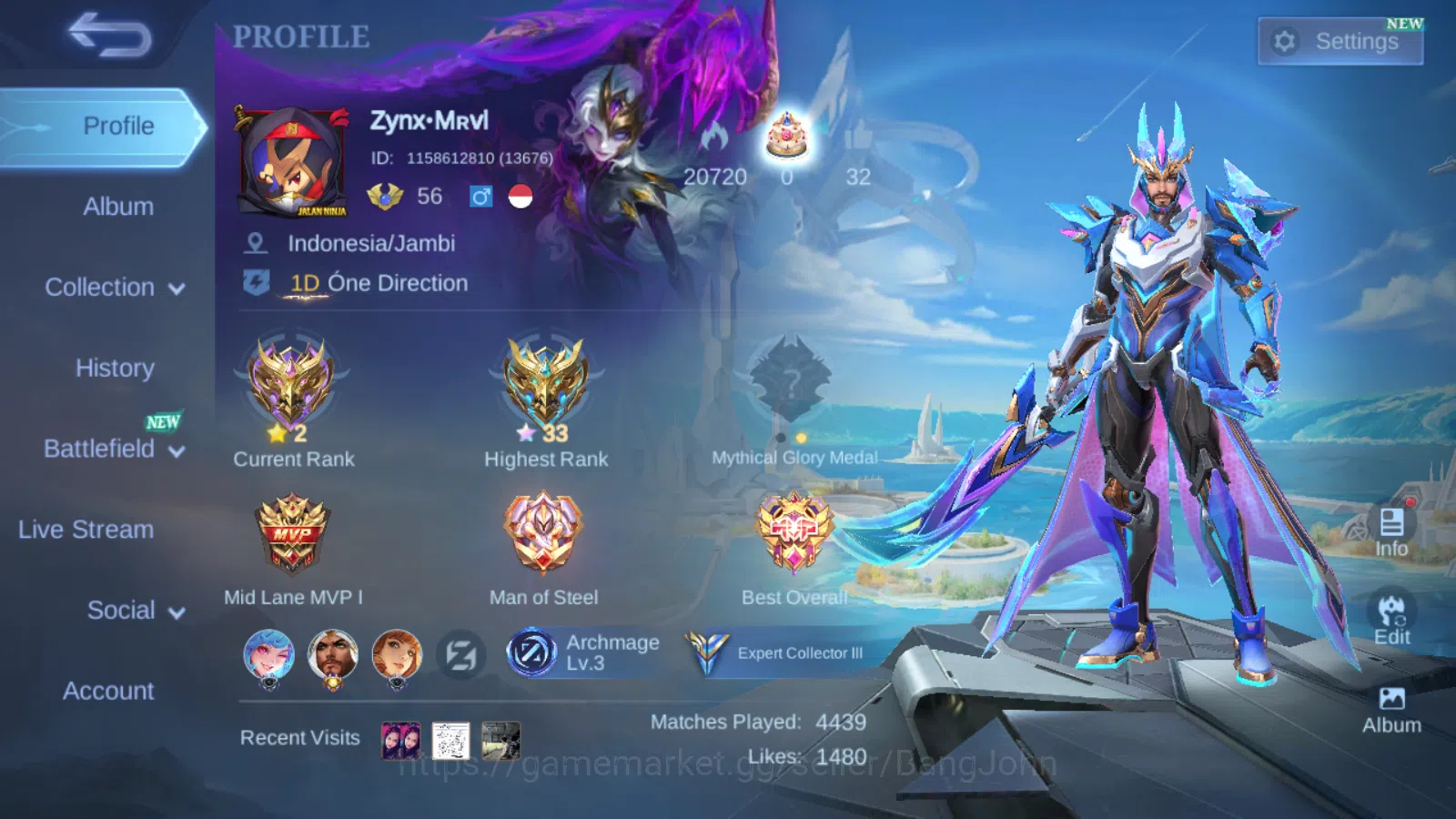 Hero 77 | skin 164 cc natalia | epic khaleed | epic terizla | epic gatotkaca | saint seiya badang silver epic moskov | ML727B Mobile Legends: Bang Bang Others Hero 77 | skin 164 cc natalia | epic khaleed | ep image 1
