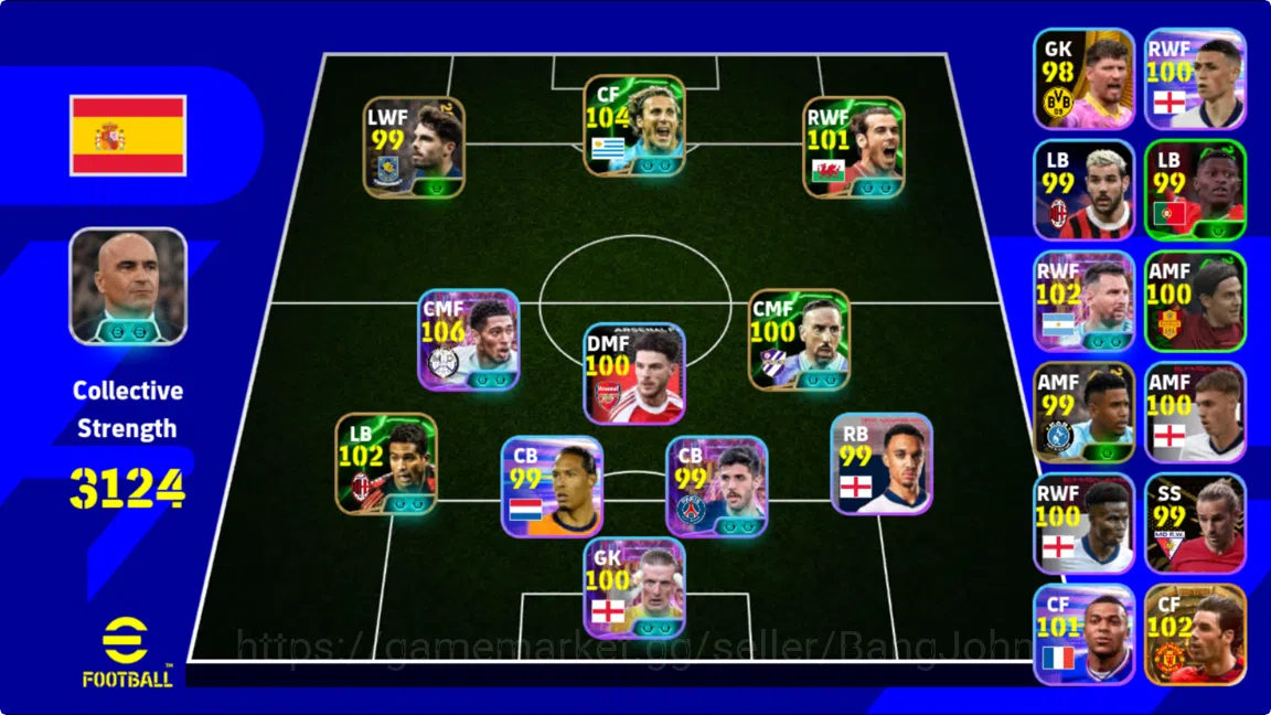 eFootball Accounts Power 3124| belingham showtime . bale , forlan ep image 1