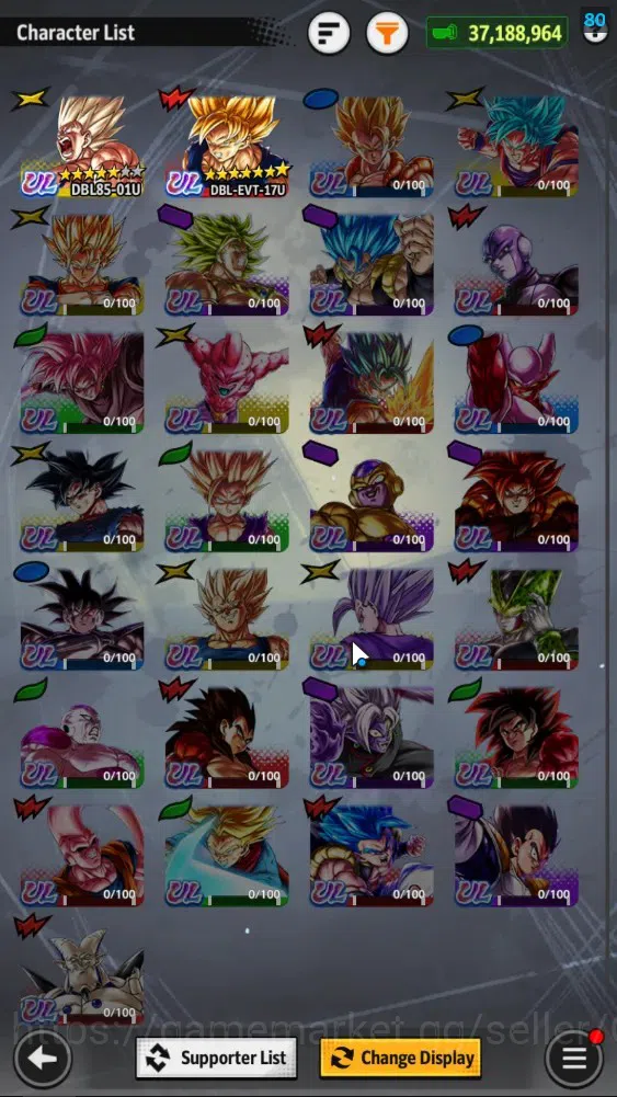 Dragon Ball Legends Accounts 37M TotalPwr|LV156|2UL+3LR+16LL|2SS Goku|Broly:Fur image 3